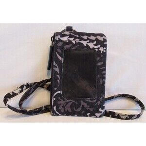 Vera Bradley Zip ID Case and Matching Lanyard Paisley Noir Pattern